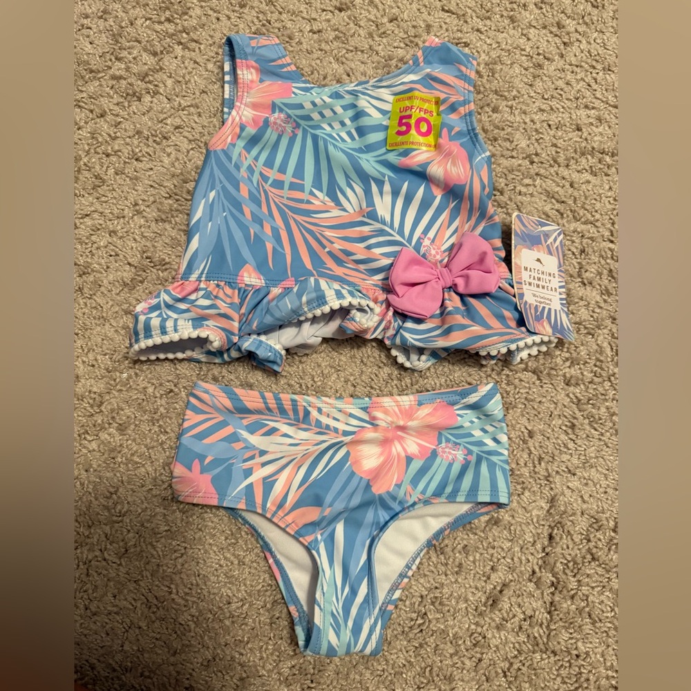 Tommy Bahama Blue and Pink Tropical Kids Bikini